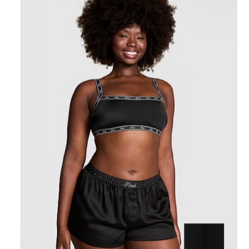 VS PINK Silky Sleep Shine Boxy Pajama Shorts
